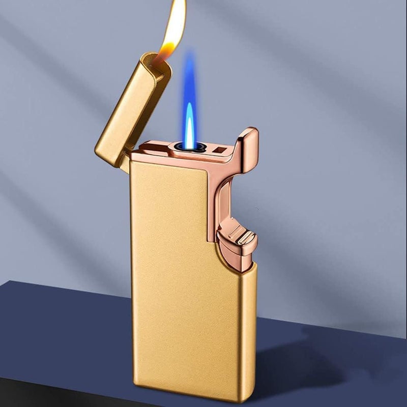 comfrt 2023 New Creative Windproof Dual Flame Refillable Gas Lighter, Torch Lighter, Cool Dual Fire Lighter, Fancy Dual Jet Flame Butane Lighter, Refillable Butane Gas Lighter - No Butane Gas (D) - Image 1