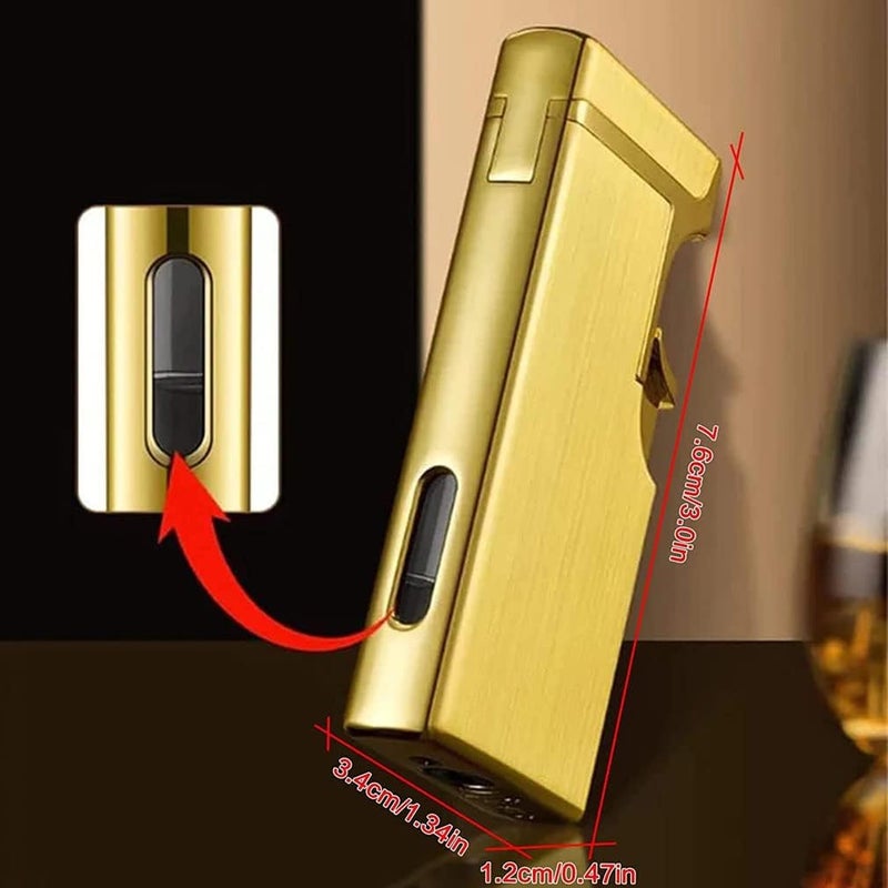 comfrt 2023 New Creative Windproof Dual Flame Refillable Gas Lighter, Torch Lighter, Cool Dual Fire Lighter, Fancy Dual Jet Flame Butane Lighter, Refillable Butane Gas Lighter - No Butane Gas (D) - Image 5
