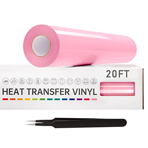 VinylRus Heat Transfer Vinyl-12” x 20ft Pink Iron on Vinyl Roll for Shirts, HTV Vinyl for Silhouette Cameo,Easy to Cut & Weed - Image 1