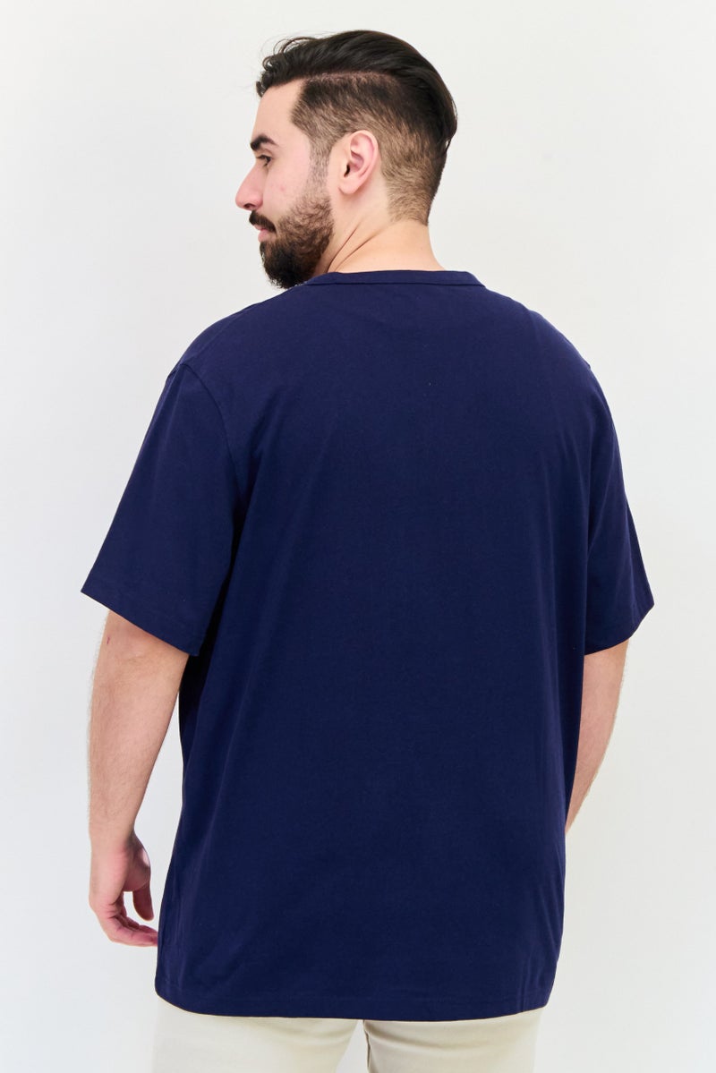 Celio Men Crew Neck Short Sleeve Graphic T Shirt, Navy - Image 3