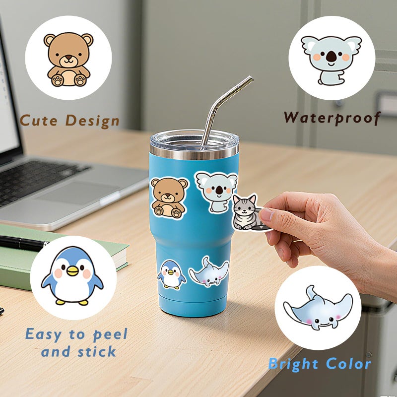 BBPOOL Animal Stickers for Kids, 100PCS Vinyl Sticker Pack for Waterbottle Laptop Skateboard Desk Kids Classroom Rewards Animal Theme Party Decor - Image 3