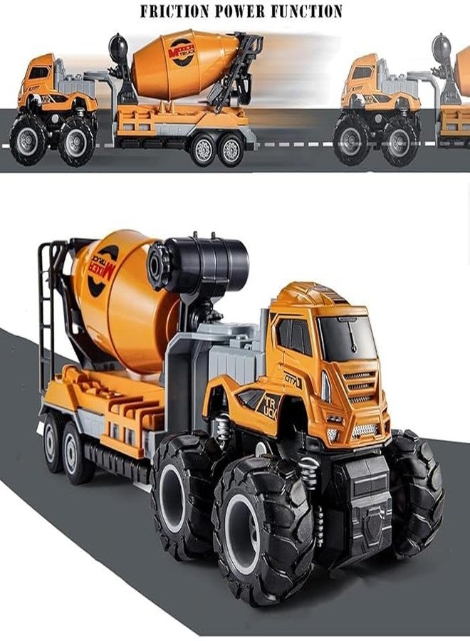 SHIPEASE Friction Powered Cement Mixture Transport Truck Toys for Kids, Boys, Girls, 1:43 Die Cast Metal Model Concrate Mixture Construction Miniature Toy, Pull Back Vehicle (Multicolor) - Image 5