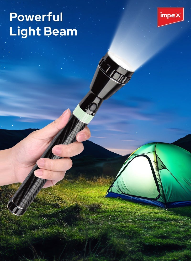 Impex Rechargeable LED Flashlight, 5W CREE LED Torch with 1500mAh Li-ion Battery, 220–240 Lumens, 800m Long-Range Beam, Type-C Charging, Aluminium Body, for Car & Outdoor Use - LUMI C2 - Image 5