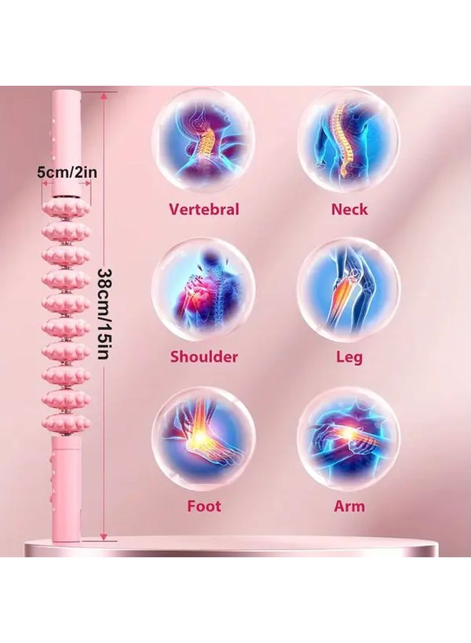 Pink Flexible Muscle Roller Stick Trigger Point Massage Tool for Back Neck Legs - Image 2