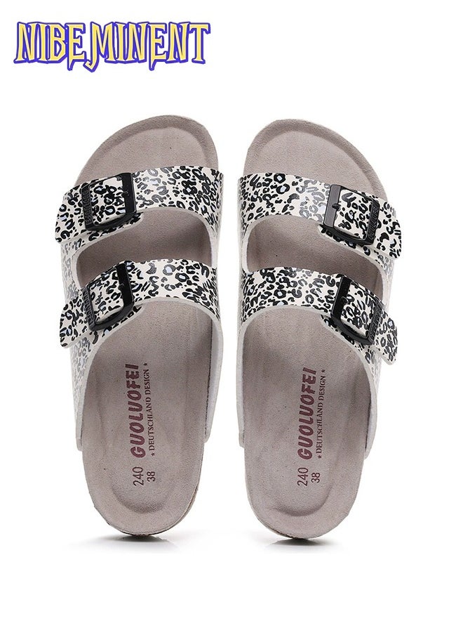NIBEMINENT - Cork Slippers for Men and Women with Double Row Belt Buckle Sandals, Beach Shoes, Haken Shoes - Image 1