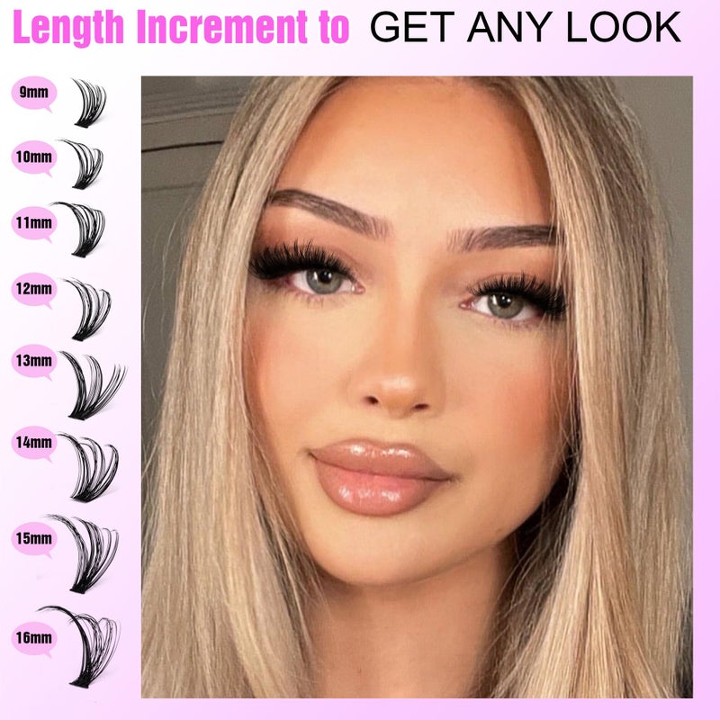 Pawotence Lash Clusters 280pcs Individual Lashes Cluster Eyelash Extensions 50D 9-16mm Mix Eyelash Clusters Lash Extension for Self Application at Home (50D, 0.07D, 9-16mm) - Image 5