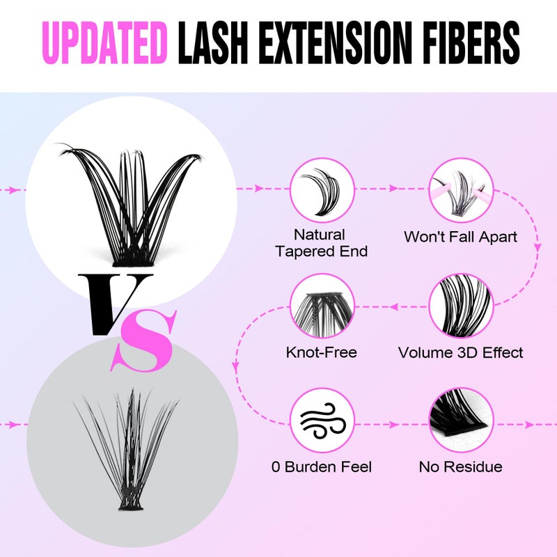 Pawotence Lash Clusters 280pcs Individual Lashes Cluster Eyelash Extensions 50D 9-16mm Mix Eyelash Clusters Lash Extension for Self Application at Home (50D, 0.07D, 9-16mm) - Image 4