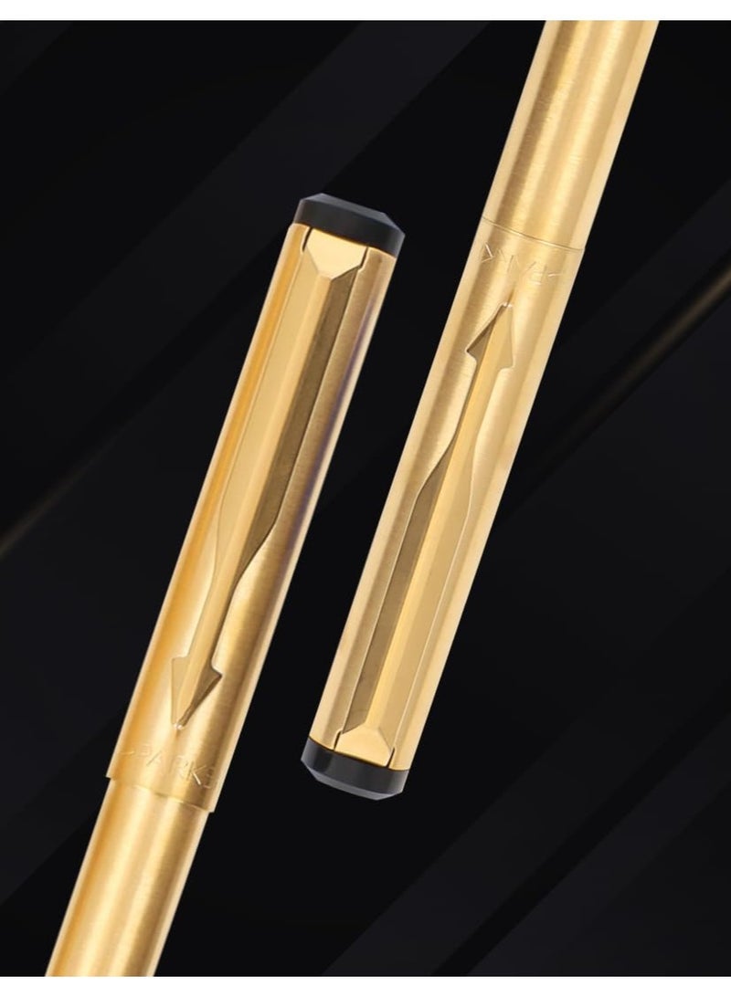 باركر مجموعة هدايا فاخرة من قلم كرة دوارة وقلم كروي ذهبي من باركر فيكتور، حبر أزرق مكون من 3 قطع، عبوة من 1 - Image 2