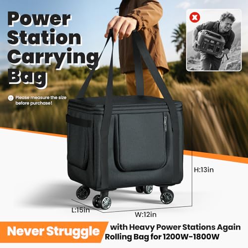 Santiano Power Station Bag,Easy to Carry,360° Removeable Wheels,Sailing Class -900D Waterproof Oxford Cloth,15*12*13in,Protect to 1200w-1800w Power Station,Outdoor Work, Travel, Fishing, RV, Camping - Image 2