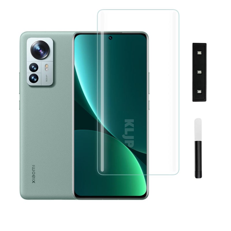 KLJP Advanced HD+ Curved UV Gorilla Tempered Glass Screen Protector Designed For Xiaomi 12 Pro - Edge-To-Edge Protector Full Screen Coverage with Easy Installation Kit - Image 1