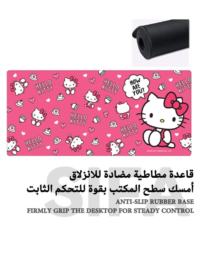 Generic - Cartoon Hello Kitty Mouse Pad, Non-Slip Mousepad, Anime Mouse Pad, Gaming Mouse Pad, Large Mouse Pad, Extended Keyboard Mousepad with Non-Slip Base and Stitched Edge, 400mm×900mm - Image 1