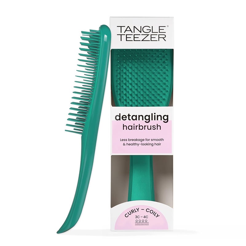 Tangle Teezer Ultimate Detangler Naturally Curly Hair Brush Dry  Wet Hairbrush Reduces Frizz  Breakage for 3C to 4C Curly Hair Types Aqua Green