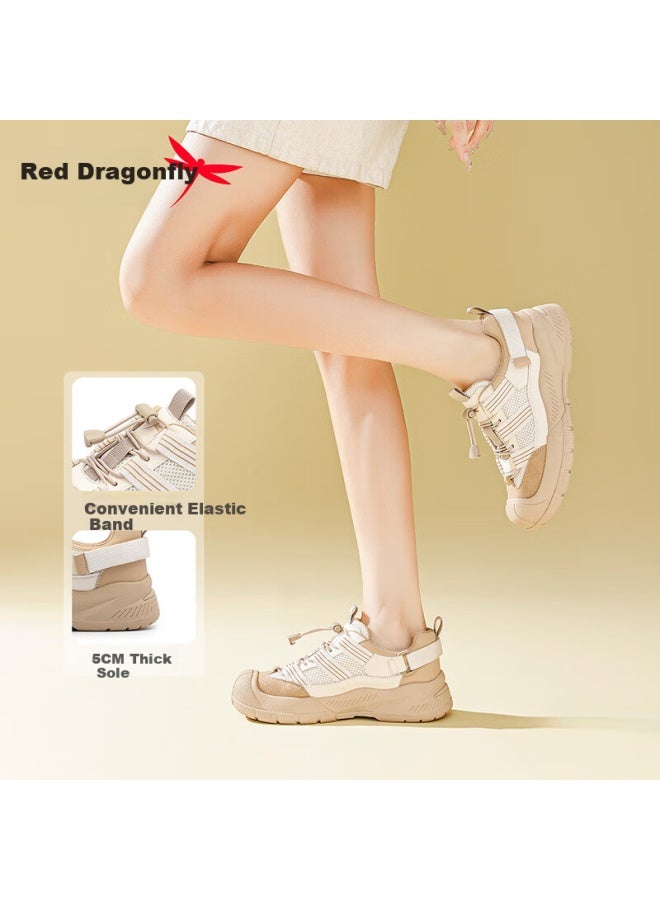 Red Dragonfly Women's Retro Thick-soled Casual Shoes Comfortable Outdoor Hiking Shoes Epb35132 Beige/apricot Size 40