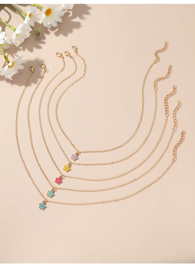 Take Two Take Two Set of 5 - Flower Pendant Necklaces