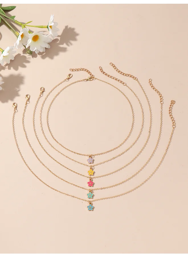 Take Two Take Two Set of 5 - Flower Pendant Necklaces