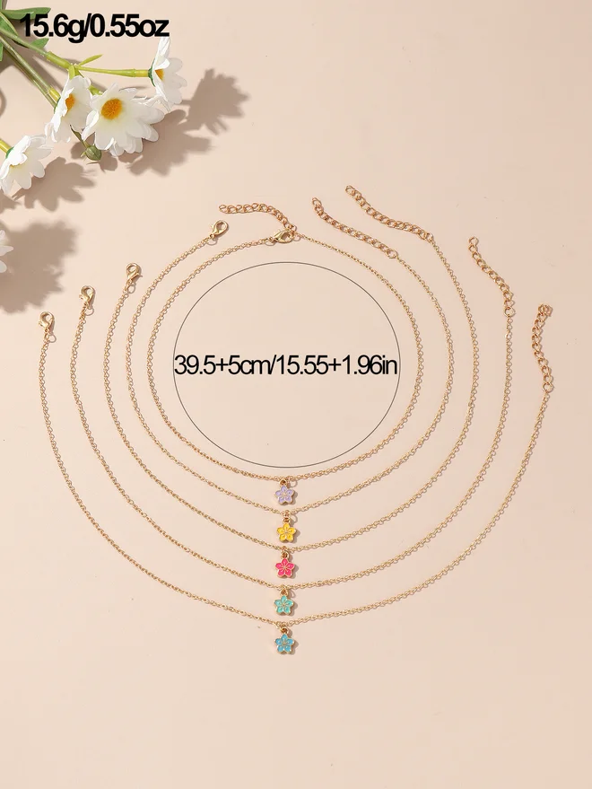 تايك تو Take Two Set of 5 - Flower Pendant Necklaces