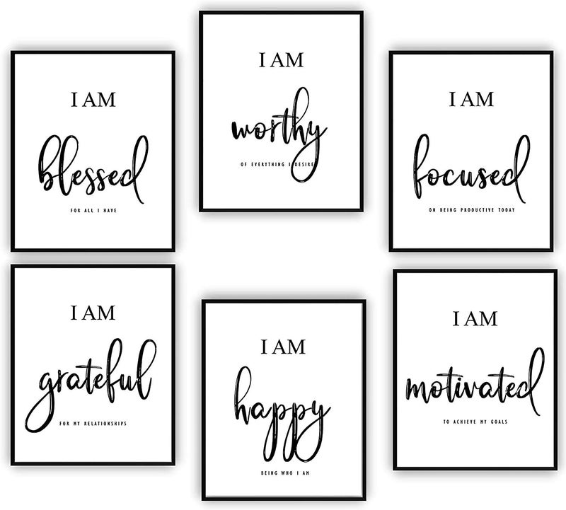 Hioph Inspirational Wall ArtMotivational Wall ArtOffice  Bedroom Wall DecorPositive Quotes  Sayings White Poster Prints 8X10 Set of 6 No Frame