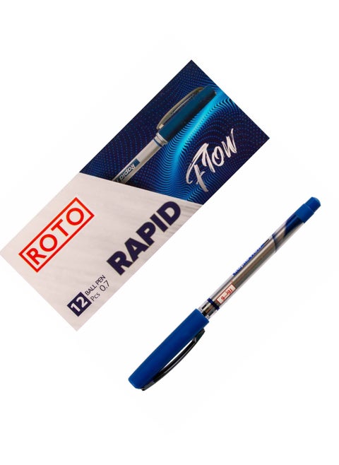 Roto Rapid Flow Ballpoint Pen Set / 12 Pens - Blue