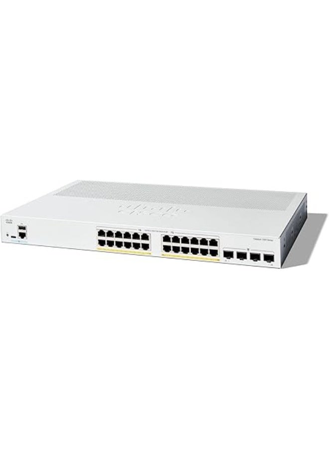 Cisco Systems Cisco Catalyst 1300-24P-4G  Managed Switch, 24 Port GE, PoE, 4x1GE SFP, Limited Lifetime Protection (C1300-24P-4G) - Image 1