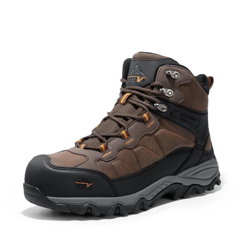 NORTIV 8 Waterproof Steel Toe Boots for Men Slip Resistant Safety Industrial Boots Paladin-Steel,Size 13W,Brown,JS19004M-STEEL - Image 1