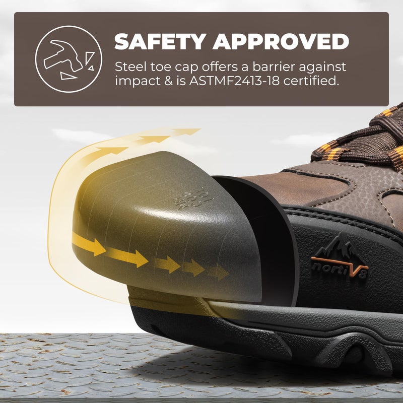 NORTIV 8 Waterproof Steel Toe Boots for Men Slip Resistant Safety Industrial Boots Paladin-Steel,Size 13W,Brown,JS19004M-STEEL - Image 5