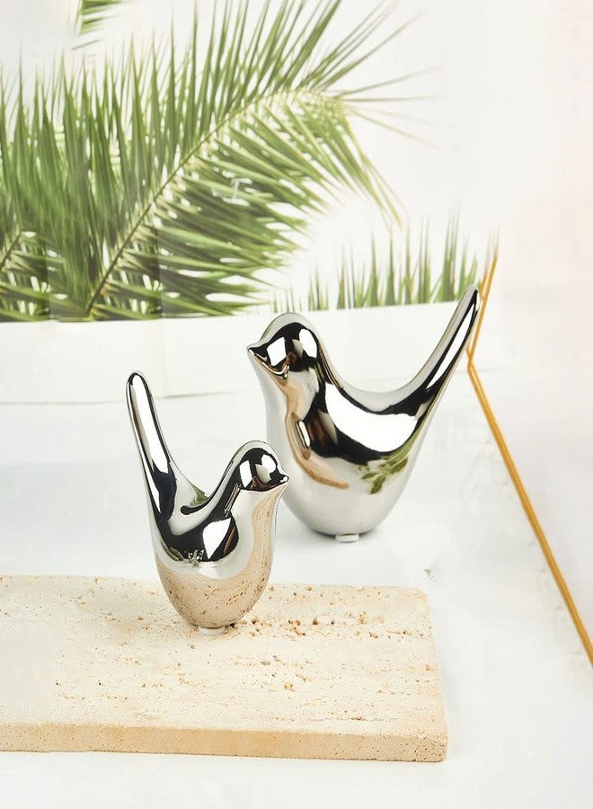 Insiswiner Small Animal Statues Home Decor Modern Style Birds Silver Decorative Ornaments for Shelf Living Room Bedroom Office Desktop Cabinets - Image 2