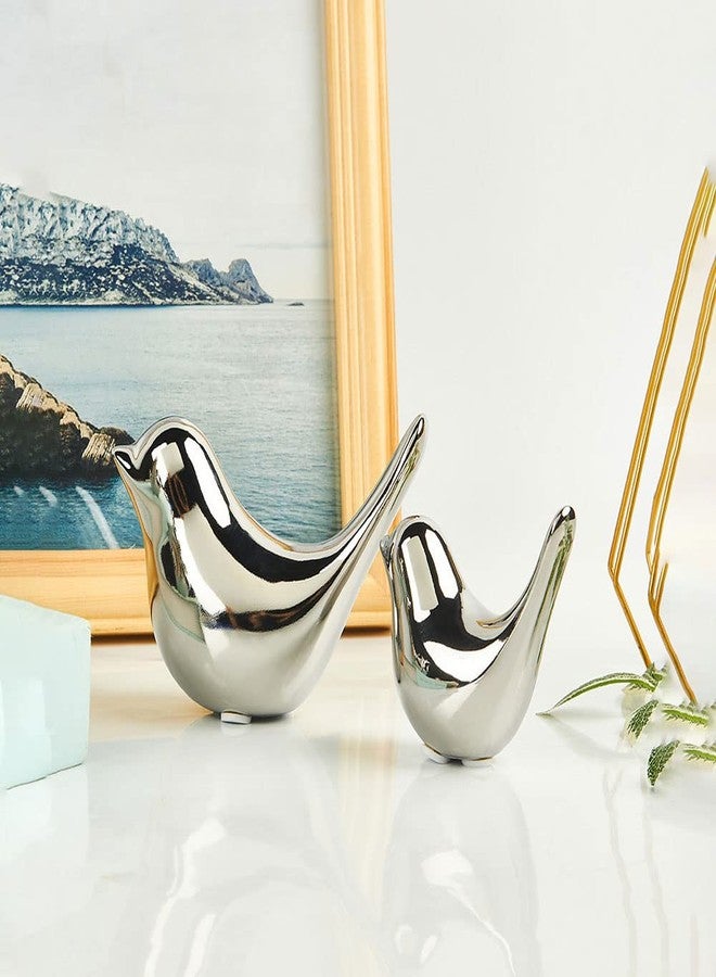 Insiswiner Small Animal Statues Home Decor Modern Style Birds Silver Decorative Ornaments for Shelf Living Room Bedroom Office Desktop Cabinets - Image 3