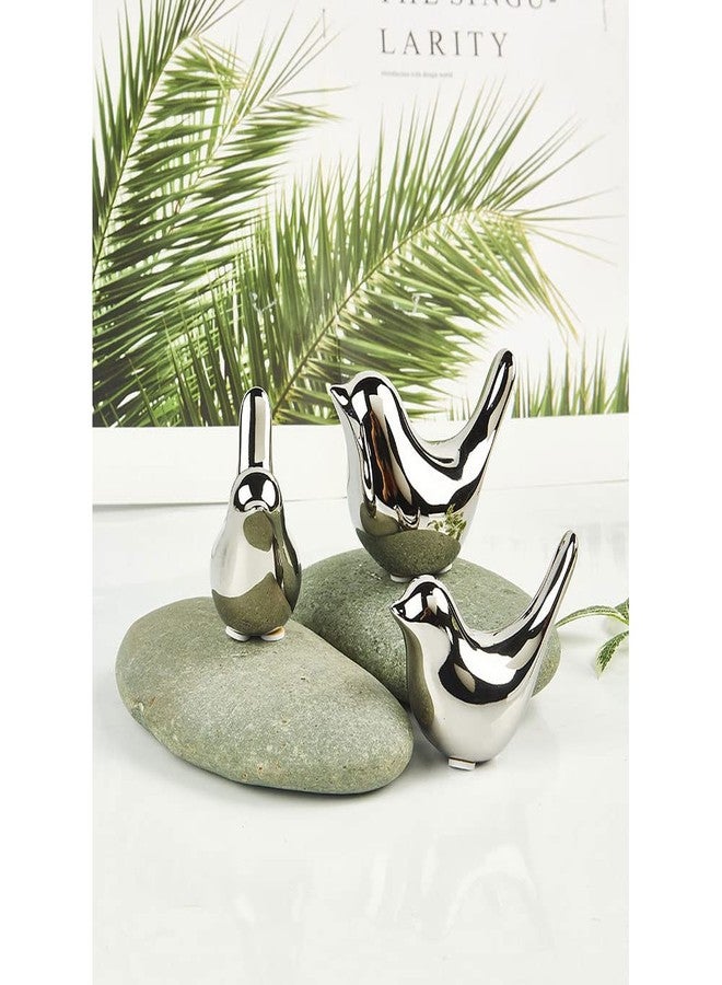 Insiswiner Small Animal Statues Home Decor Modern Style Birds Silver Decorative Ornaments for Shelf Living Room Bedroom Office Desktop Cabinets - Image 5
