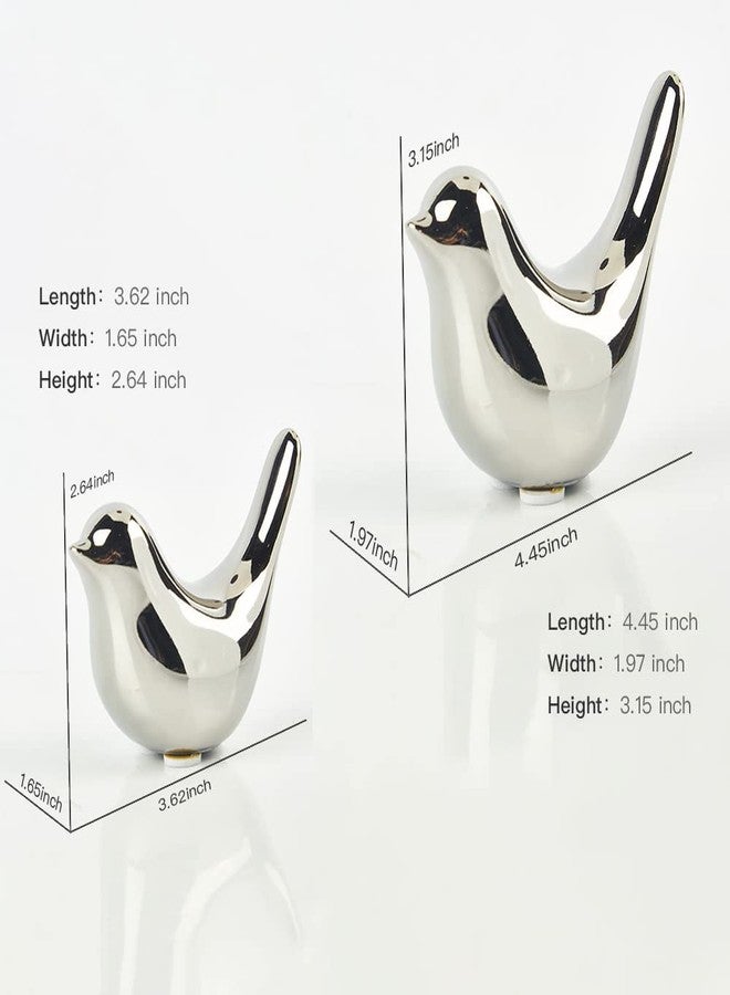 Insiswiner Small Animal Statues Home Decor Modern Style Birds Silver Decorative Ornaments for Shelf Living Room Bedroom Office Desktop Cabinets - Image 4