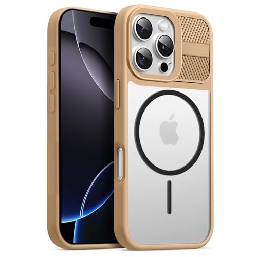 KARWAN®️ Magnetic Clear Back Case Cover for iPhone 16 Pro (6.3-Inch-) |Acrylic Transparent Slim | Shockproof iPhone 16 Pro Mobile Phone Back Cover [Clear Back] [TPU + Pc] [Brown] - Image 1