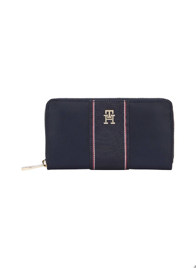 TOMMY HILFIGER - Women's Corporate Zip-Around Wallet - Polyamide, Blue - Image 1