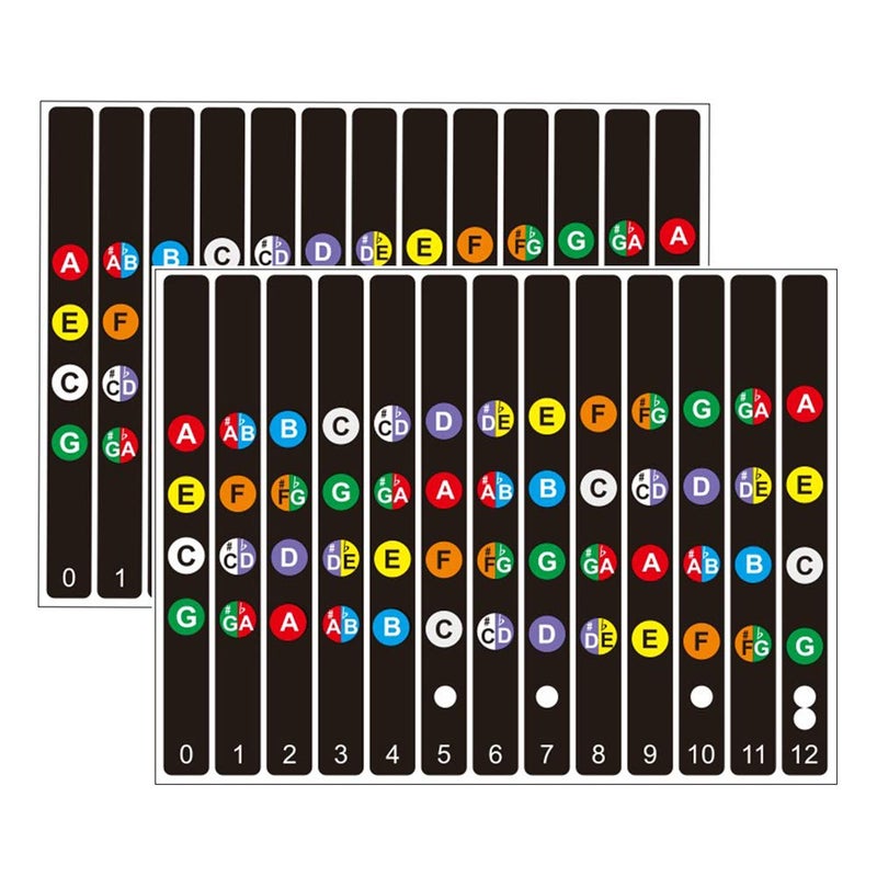 Koldot Ukulele Fretboard Stickers Chord Fret Stickers Note Sticker for Soprano Concert  Tenor Ukulele Finger Guide for Ukulele Beginner 2PC