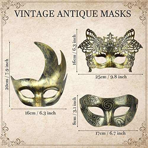 Yunsailing 30 Pieces Masquerade Mask Antique Masks with Straps for Halloween Women Men Mardi Gras Venetian Ball Party(Gold) - Image 2
