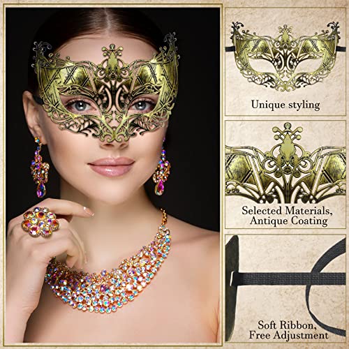 Yunsailing 30 Pieces Masquerade Mask Antique Masks with Straps for Halloween Women Men Mardi Gras Venetian Ball Party(Gold) - Image 4
