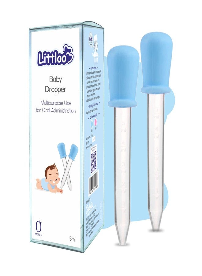 Littloo Baby Dropper Quality Silicone Graduated Plastic Pipette for Feeding Liquids to Babies, Toddlers & Infants with Measured Quantity Markings- 5ml, Pack of 2 (Multicolour) - Image 1