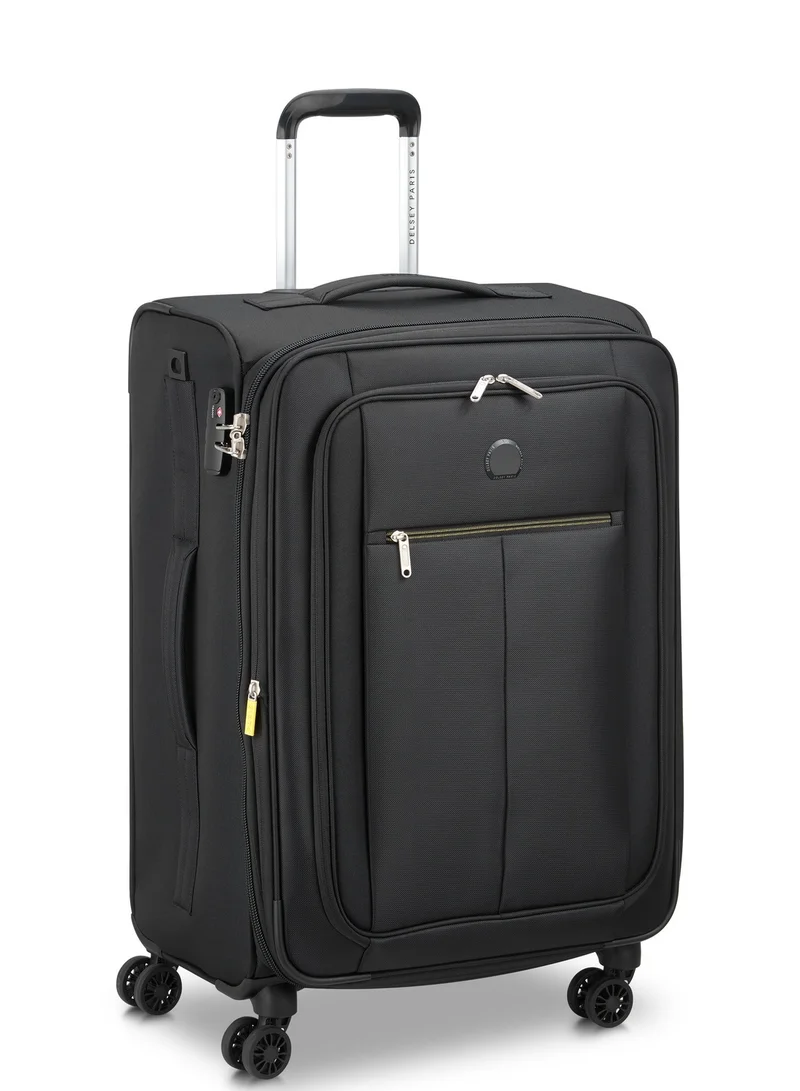 DELSEY Paris Pin Up 6 68cm Softcase 4 Double Wheel Expandable Check-In Trolley Case - Black