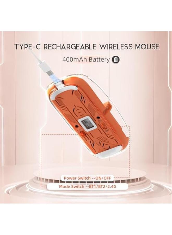 erorex Laptop Gaming Mouse Slim Transparent Dual Mode Bluetooth 5.1 Plus Usb 2.4Ghz Silent Mouse With Usb Receiver Quite Clicks Adjustable Dpi 800 2400 Gaming Accessories For Pc Mac Laptop Orange  - Image 4