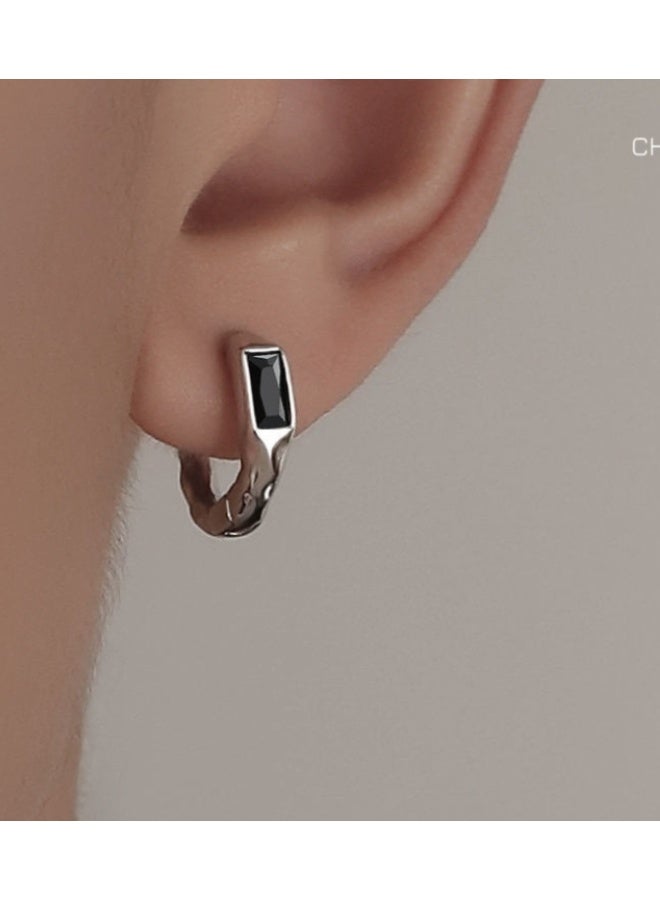 LATEEN 1 Pair Men Earring Stainless Steel Hoop Earring Huggie Earring - Image 1