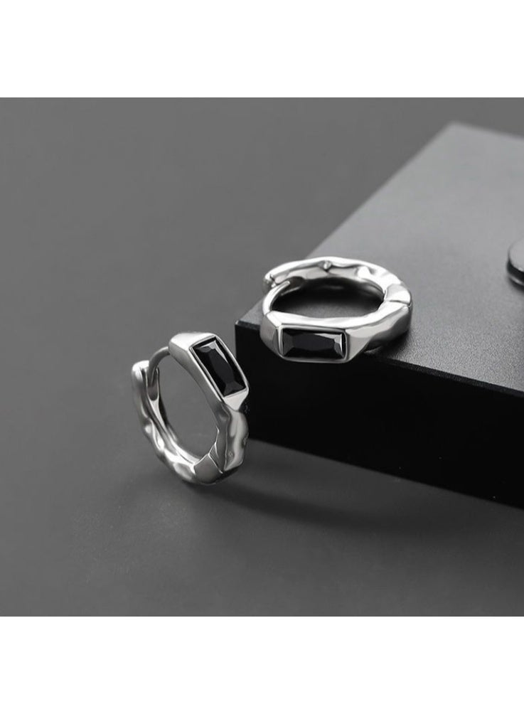 LATEEN 1 Pair Men Earring Stainless Steel Hoop Earring Huggie Earring - Image 3