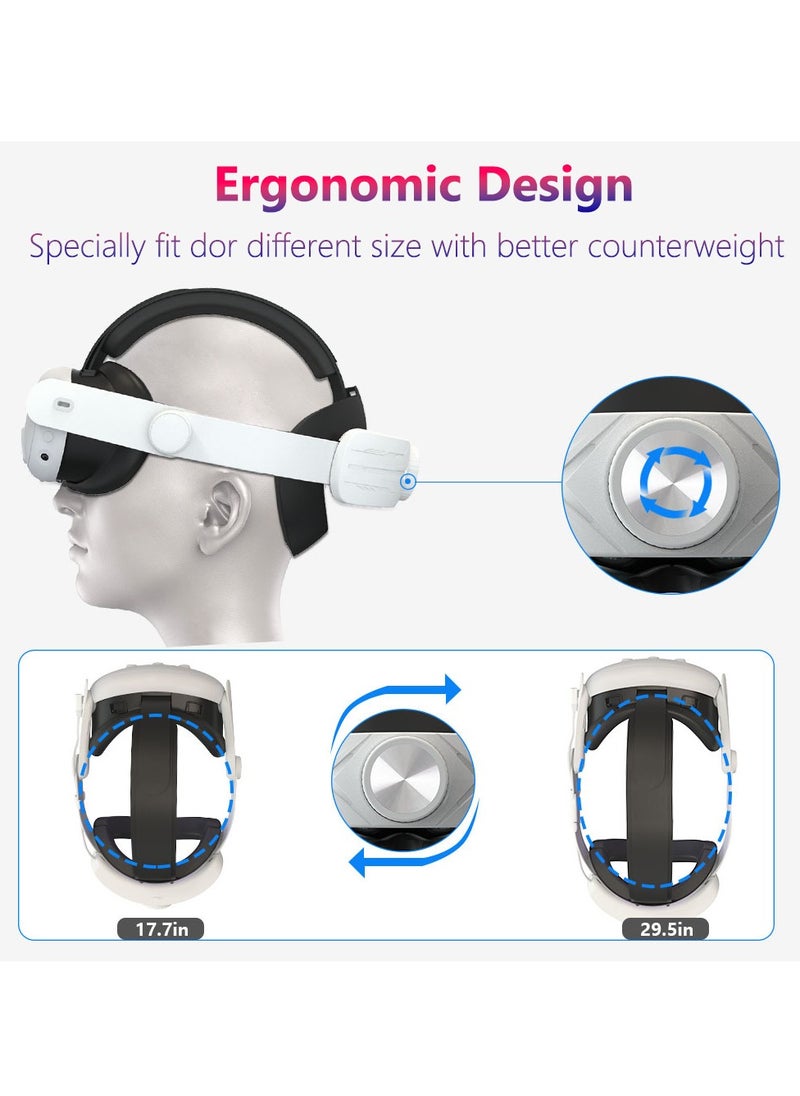 Generic 8000mAH Battery For Meta Oculus Quest 3 Head Strap Charging Headset VR RGB Accessories Elite Headstrap(White and Black)  - Image 4