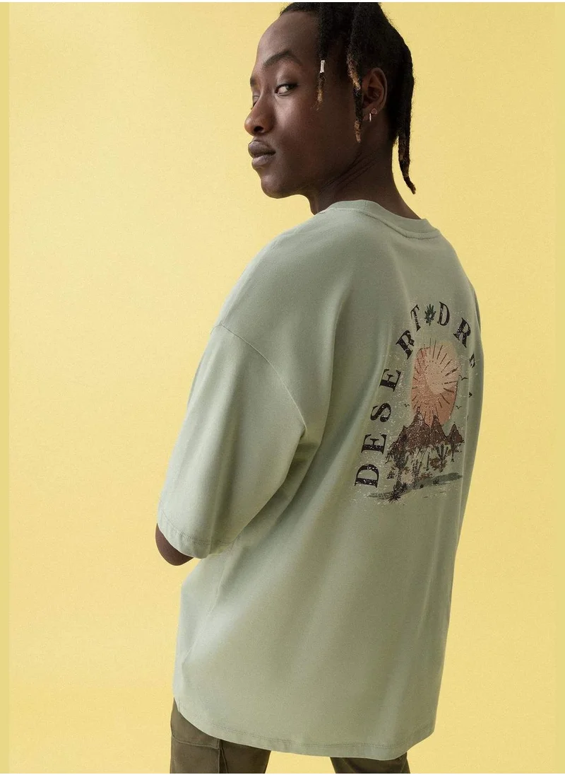 DeFacto Oversized Short Sleeve Back Print T-Shirt