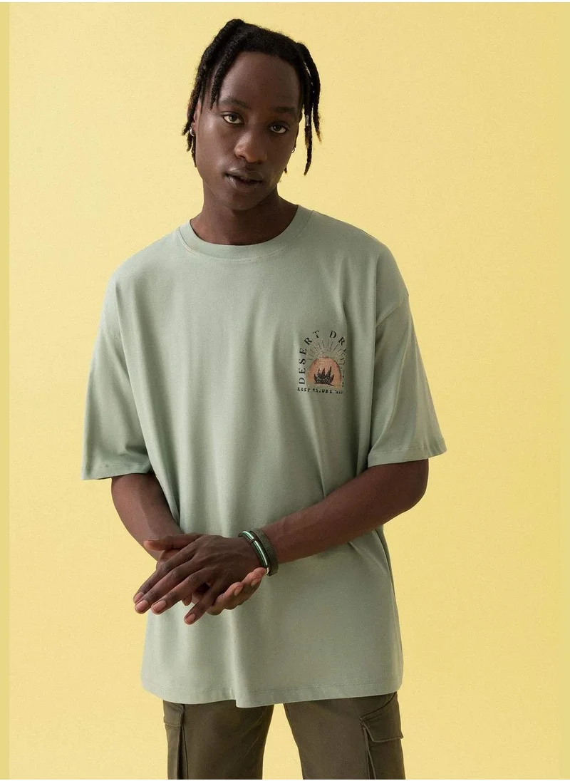 DeFacto Oversized Short Sleeve Back Print T-Shirt