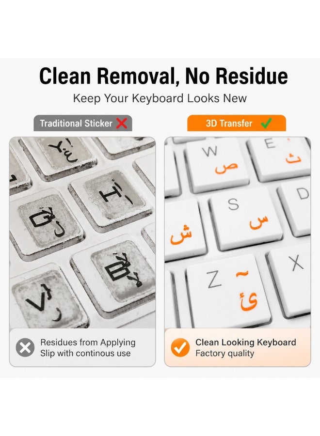 TAKEOFF Arabic Keyboard Stickers – 3D Transfer Lettering | No Residue, Transparent-Free Design | Easy Application for Laptop & Desktop - Image 3