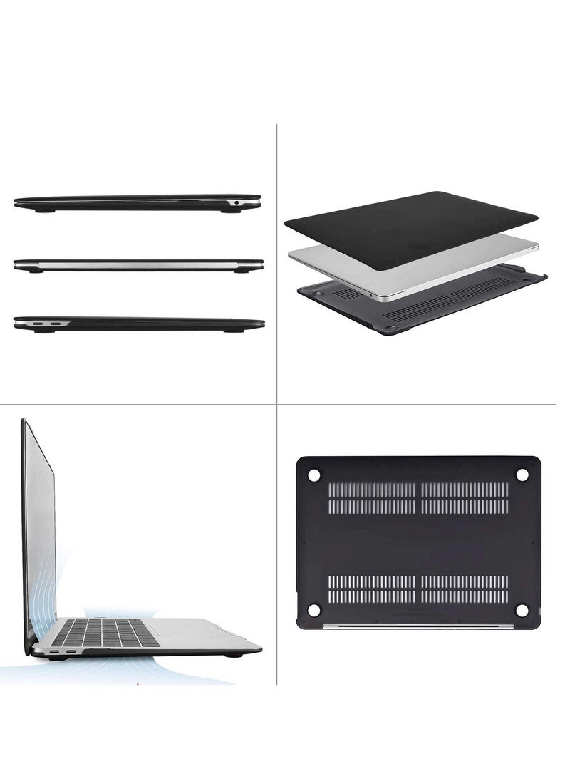 Generic - Protective Hard Shell Case for MacBook Air 13 inch A1932 2019 /2018 With Retina Display Touch ID & US Layout English Keyboard Cover Black - Image 1