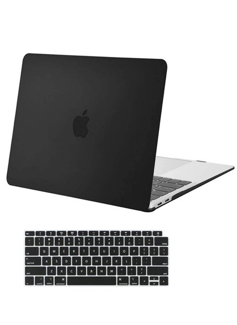 Protective Hard Shell Case for MacBook Air 13 inch A1932 2019 /2018 With Retina Display Touch ID & US Layout English Keyboard Cover Black