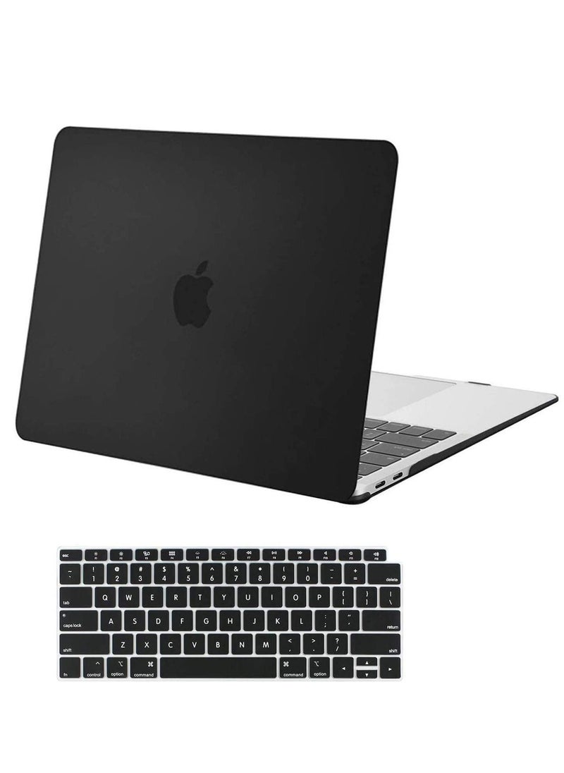 Generic - Protective Hard Shell Case for MacBook Air 13 inch A1932 2019 /2018 With Retina Display Touch ID & US Layout English Keyboard Cover Black - Image 1
