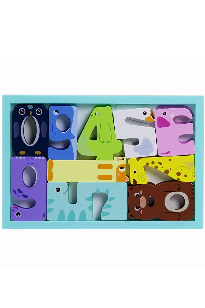 【0-9 Number Building Blocks】Wooden Educational Puzzle For Kids | Early Learning Toy For 3+ Years | Safe Natural Wood + Colorful Paint | Smooth Rounded Edges | Number Recognition + Shape Matching | D