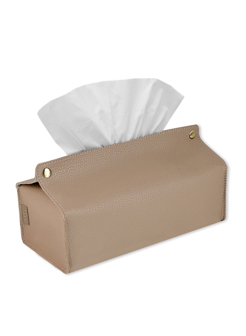 LeArt Leather Tissue Box Holder – Tissue Box Holder for Home Decorations for Living Room, Bedroom and Office | Tissue Box Cover | Car Tissue Holder | Tissue Box Cover for Car (Sand) - Image 1