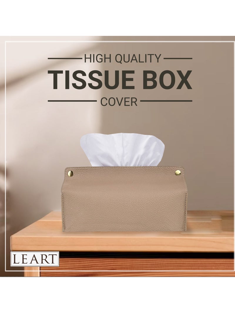 LeArt Leather Tissue Box Holder – Tissue Box Holder for Home Decorations for Living Room, Bedroom and Office | Tissue Box Cover | Car Tissue Holder | Tissue Box Cover for Car (Sand) - Image 5