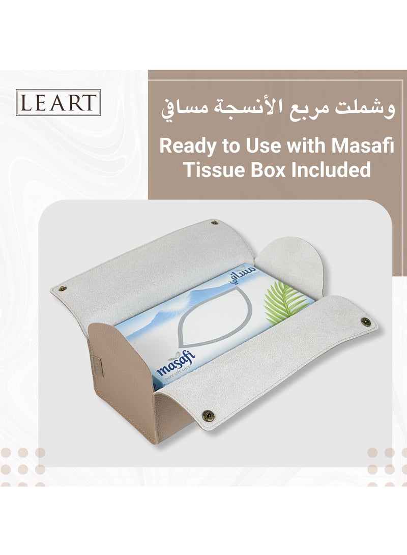 LeArt Leather Tissue Box Holder – Tissue Box Holder for Home Decorations for Living Room, Bedroom and Office | Tissue Box Cover | Car Tissue Holder | Tissue Box Cover for Car (Sand) - Image 4